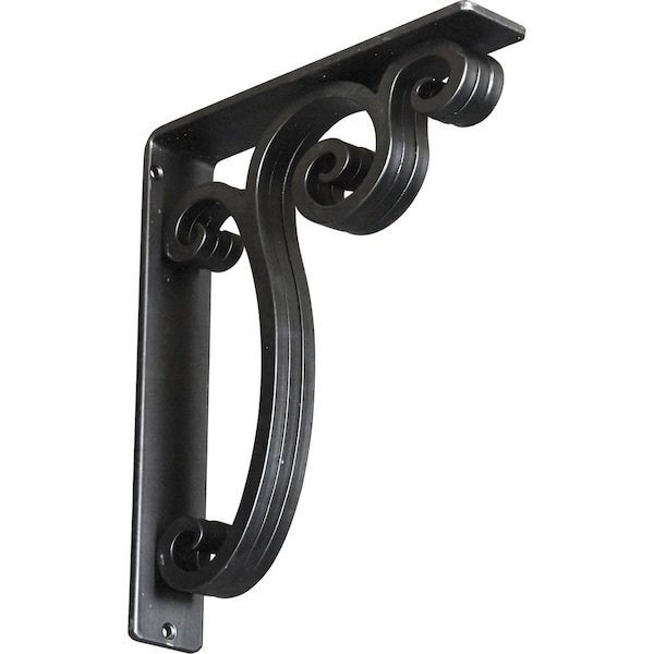Ekena Millwork Avery Wrought Iron Bracket, (Triple center brace), Powder Coated Black 2"W x 10"D x 12"H BKTM02X10X12TAV - main